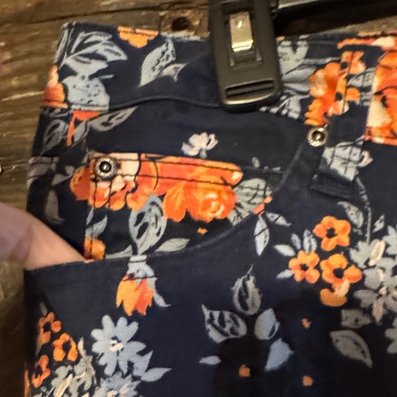 Love Nation Floral Jeans - Navy and Orange - Picture 3 of 7